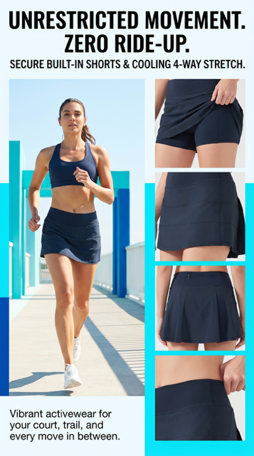 Basic Pleated Skort - Navy