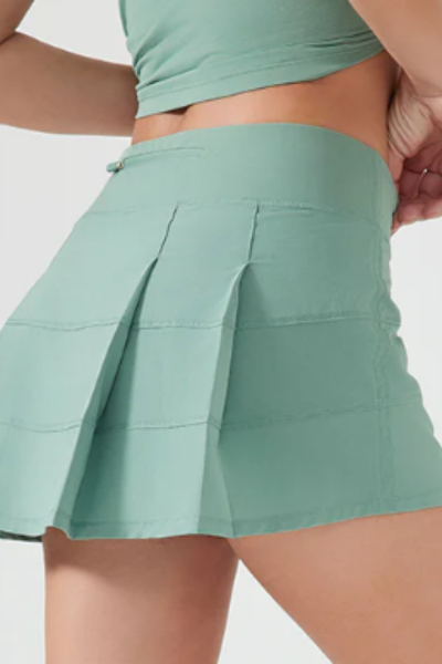 Basic Pleated Skort - Sage Green